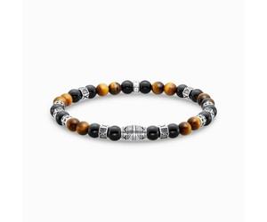 Thomas Sabo Sterling Silver Sterling Silver Black Onyx And Tiger's Eye Bracelet A2087-507-7 - Size 17cm - Sterling Silver/Agate