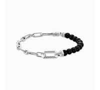 Thomas Sabo Sterling Silver Sterling Silver Black Onyx Beads And Chain Bracelet A2088-507-11 - Sterling Silver/Agate