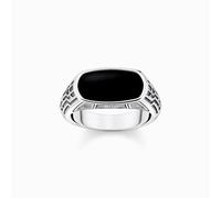 Thomas Sabo Sterling Silver Sterling Silver Black Onyx Signet Ring TR2429-507-11 - Elegant - Size 56 - Sterling Silver/Agate