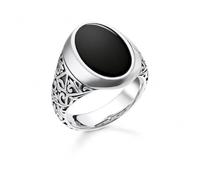 Thomas Sabo Sterling Silver Sterling Silver Black Signet Ring TR2242-698-11 - Exclusive - Size 52
