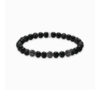 Thomas Sabo Sterling Silver Sterling Silver Black Zirconia Obsidian Beaded Bracelet - Size - 19cm - Sterling Silver / Obsidian / Zirconia