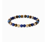 Thomas Sabo Sterling Silver Sterling Silver Brown & Blue Beaded Bracelet Bracelet - Size - 17cm - Sterling Silver / Dumortierite / Simulated Lapis Lazuli / Jasper / Tiger‘s Eye