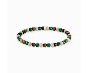 Thomas Sabo Sterling Silver Sterling Silver Earth & Green Beaded Bracelet A2183-468-7 - - Size - 19cm - Sterling Silver / Simulated Malachite