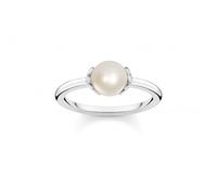Thomas Sabo Sterling Silver Sterling Silver Freshwater Pearl Zirconia Star Ring - Size 52 - Sterling Silver / Freshwater Pearl / Zirconia