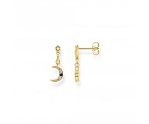 Thomas Sabo Sterling Silver Sterling Silver Gold Plated Magic Stars Crescent Moon Earrings - Sterling Silver / Gold Plated / Stone / Zirconia