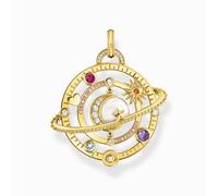 Thomas Sabo Sterling Silver Sterling Silver Gold Plated Planetary Ring With Stones Pendant - Sterling Silver / Gold Plated / Enamel / Synthetic Spinel / Zirconia