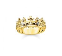 Thomas Sabo Sterling Silver Sterling Silver Gold Plated Zirconia Crown Ring TR2302-414-14 - - Size 56 - Sterling Silver / Gold Plated / Zirconia