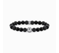 THOMAS SABO Silver blackened beads bracelet with obsidian 925 Sterling Silver, Blackened