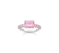 Thomas Sabo Sterling Silver Sterling Silver Pink zirconia Stones Solitaire Ring TR2451-051-9 - Size 52