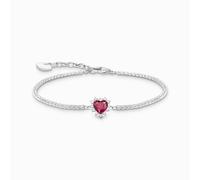 Thomas Sabo Sterling Silver Sterling Silver Red Heart Romance Bracelet A2188-013-10 - Bold - Sterling Silver / Lab Grown Ruby / Zirconia