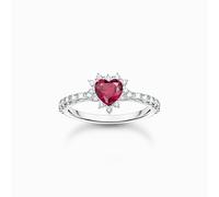 Thomas Sabo Sterling Silver Sterling Silver Red Heart Romance Ring TR2484-013-10 - Refined - 52 - Sterling Silver / Lab Grown Ruby / Zirconia