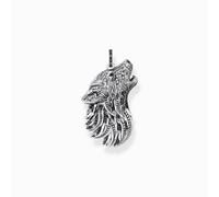 Thomas Sabo Sterling Silver Sterling Silver Zirconia Blackened Howling Wolf Pendant
