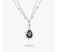 Thomas Sabo Sterling Silver True Romance Black Stone Necklace - Sterling Silver / Rhodium Plated