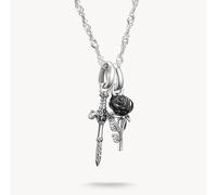 Thomas Sabo Sterling Silver True Romance Sword And Rose Necklace - Sterling Silver / Rhodium Plated / Enamel