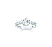 Thomas Sabo Sterling Silver White Zirconia Solitaire Ring TR2440-051-14 - Size 56 - Sterling Silver / Zirconia