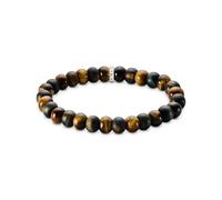 Thomas Sabo Stretch Bracelet Obsidian and Tiger's Eye Beads Bracelet with Thomas Sabo Engraving, 17 cm, Sterling Silver, Tiger's Eye