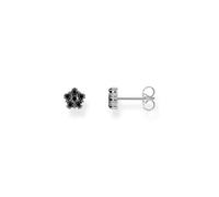 Thomas Sabo Stud Earrings In Floral Design With Black Stones 925 Sterling Silver H2297-643-11