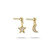 THOMAS SABO Stud Earrings Moon And Star With White Zirconia