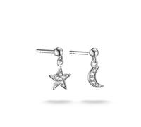 THOMAS SABO Stud Earrings Moon And Star With White Zirconia