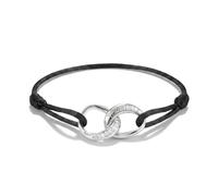 Thomas Sabo Textile bracelet Together black with white zirconia Recycled Sterling Silver, Textile