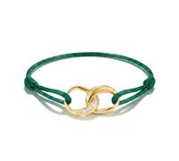 Thomas Sabo Textile bracelet Together green with white zirconia Textile, Premium Alloy 18k Gold Plated