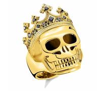 Thomas Sabo TR2207-414-11 Unisex Ring Skull King Gold 925 Sterling Silver 18 Carat Yellow Gold 50 (15.9) Zirconia