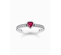 Thomas Sabo TR2448-640-10-56 Silver solitaire ring w. red stone + zirconia