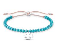 Thomas Sabo Turquoise Beads with Clover Silver 925 Sterling Silver Bracelet 13-20cm Length
