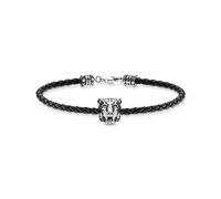 Thomas Sabo Unisex Bracelet Tiger Silver 925 Sterling Silver, Blackened, Leather A2054-805-11