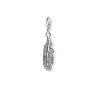 Thomas Sabo Unisex Charm Pendant Feather Blackened Charm Club 925 Sterling Silver 1559-637-21