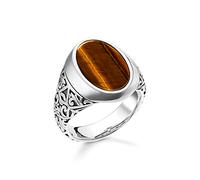 Thomas Sabo Unisex Ring Tiger‘s Eye 925 Sterling Silver, Blackened TR2242-826-2