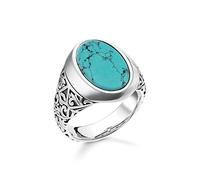 Thomas Sabo Unisex Ring Turquoise 925 Sterling Silver, Blackened TR2242-878-17