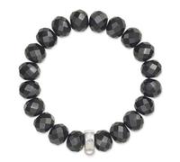 Thomas Sabo Women-Charm Bracelet Charm Club 925 Sterling Silver Nylon Obsidian Black Length 15.5 Cm X0035-023-11-M