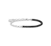 THOMAS SABO Silver Link & Black Onyx Beaded Charm Bracelet A2100-130-11-L17