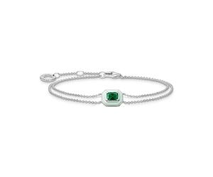 Thomas Sabo Women Bracelet with Green Stone Silver 925 Sterling Silver, Cold Enamel A2095-496-6