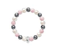 Thomas Sabo Women Charm Bracelet Rose Quartz Freshwater Pearl Hematite Charm Club 925 Sterling Silver