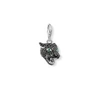 Thomas Sabo Women Charm Pendant Black Cat 925 Sterling Silver, Blackened, Black Enamelled 1696-845-11