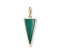 Thomas Sabo Women-Charm Pendant Green triangle Charm Club 925 Sterling silver yellow gold plating Y0023-140-6