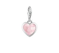 Thomas Sabo Women Charm Pendant Heart Rose Quartz Charm Club 925 Sterling Silver 1361-034-9