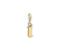 Thomas Sabo Women Charm Pendant Letter A-Z Charm Club 18k Yellow Gold Plating 925 Sterling Silver, Letter I