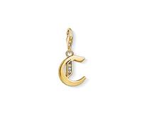 Thomas Sabo Women Charm Pendant Letter A-Z Charm Club 18k Yellow Gold Plating 925 Sterling Silver, Letter C