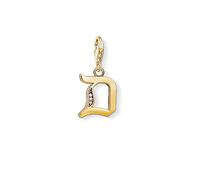 Thomas Sabo Women Charm Pendant Letter A-Z Charm Club 18k Yellow Gold Plating 925 Sterling Silver, Letter D