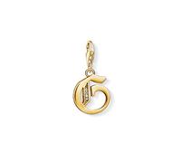 Thomas Sabo Charm Letter Pendant 18k Yellow Gold Plating Zirconia White Stones