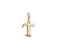 Thomas Sabo Women Charm Pendant Letter A-Z Charm Club 18k Yellow Gold Plating 925 Sterling Silver, Letter T