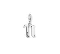 Thomas Sabo Women Charm Pendant Letter A-Z Charm Club Blackened 925 Sterling Silver, Letter N