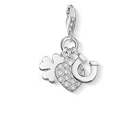 Thomas Sabo Women Charm Pendant Lucky Heart Horseshoe Cloverleaf Charm Club 925 Sterling Silver 0870-051-14