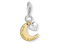 Thomas Sabo Women Charm Pendant Moon & Heart I Love You To The Moon & Back Charm Club 925 Sterling Silver 1443-413-39