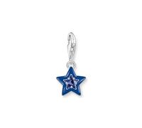 Thomas Sabo Women Charm pendant star with sapphire blue stone and blue cold enamel silver 925 Sterling Silver, Cold Enamel 2043-496-7, silver, blue
