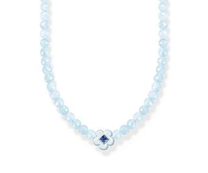 Thomas Sabo Women Choker Flower with Blue Pearls 925 Sterling Silver, Cold Enamel KE2182-496-1