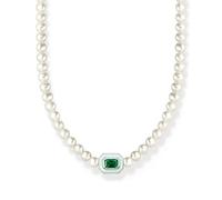 THOMAS SABO Green Stone and Pearl Necklace